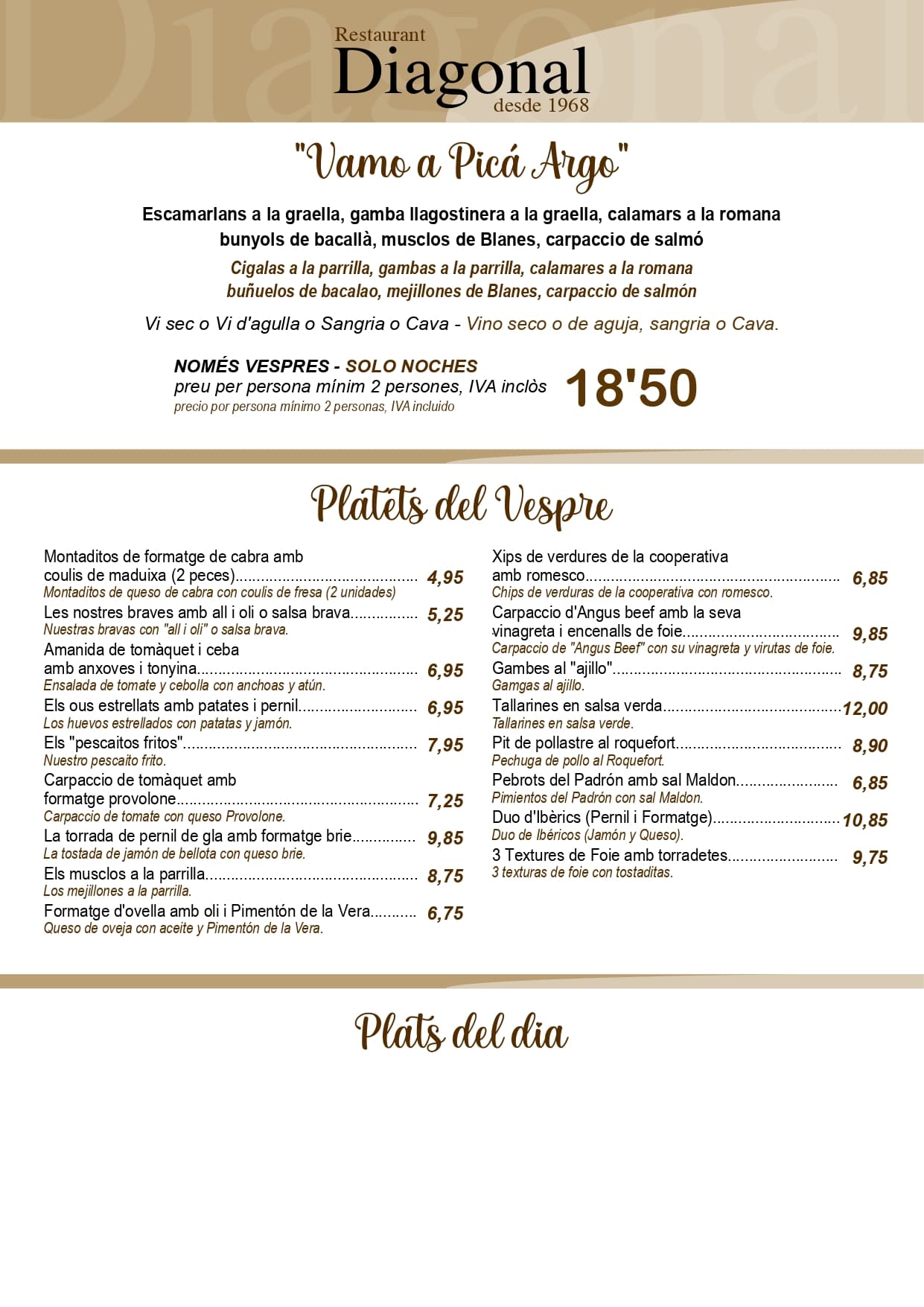 Menú Restaurant Diagonal